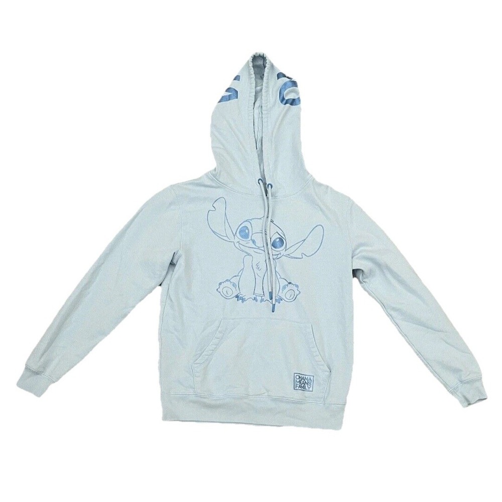 Disney Stitch Pullover Hoodie Youth Medium Blue Fleece‎ Pocket